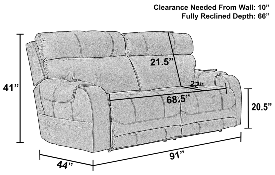 Serenity - Power Reclining Sofa With Power Adjustable Headrest And CR3 Heat / Massage / Lumbar