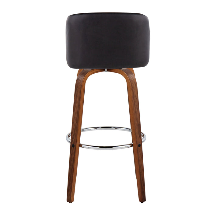 Toriano - Mid Century Modern Fixed Height, Barstool With Swivel With Round Footrest (Set of 2)