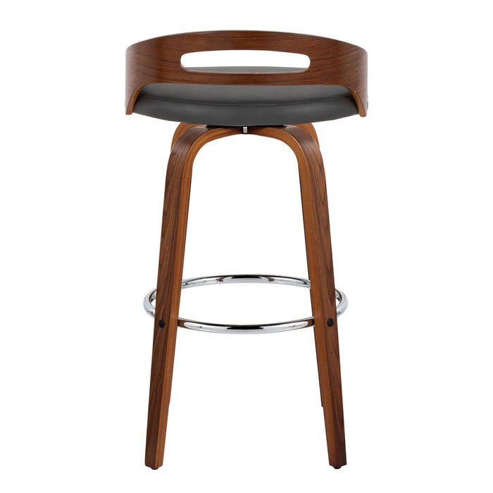 Cassis - Contemporary Fixed Height Barstool With Swivel With Round Footrest (Set of 2)