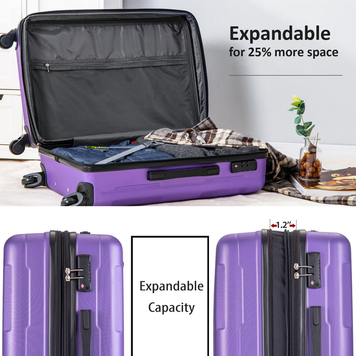 Expanable Spinner Wheel 2 Piece Luggage Set ABS Lightweight Suitcase With Tsa Lock 20" / 24"