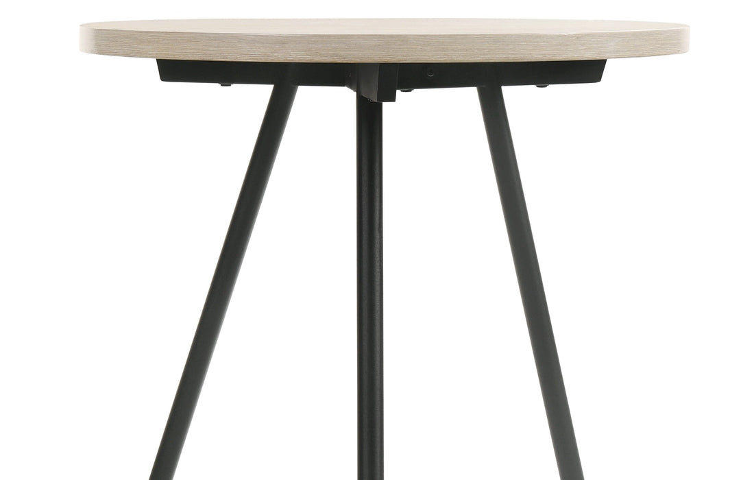 Neroli - 24" Contemporary Round Side Table With Black Metal Base - Oak White