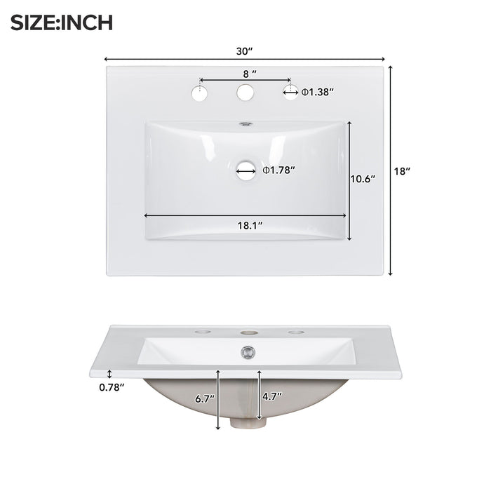 Bathroom Vanity With Sink, Modern Elegant Bathroom Storage Cabinet With 3 Drawers And Adjustable Shelves, Freestanding Vanity Set With Mirror Cabinet, Single Sink Bathroom Vanity