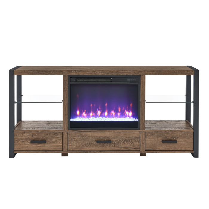 Electric Fireplace Media TV Stand With Sync Colorful LED Lights