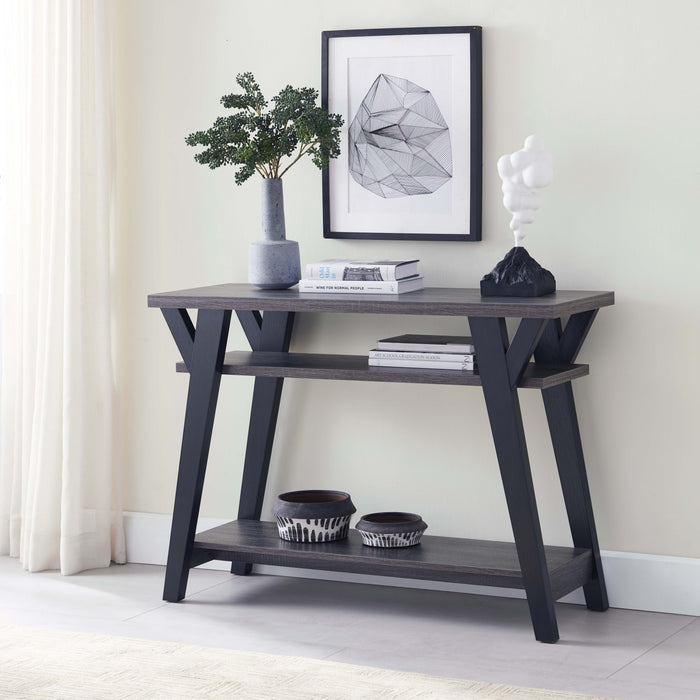 Wooden Entryway Console Table, Hallway Display Table With Two Shelves