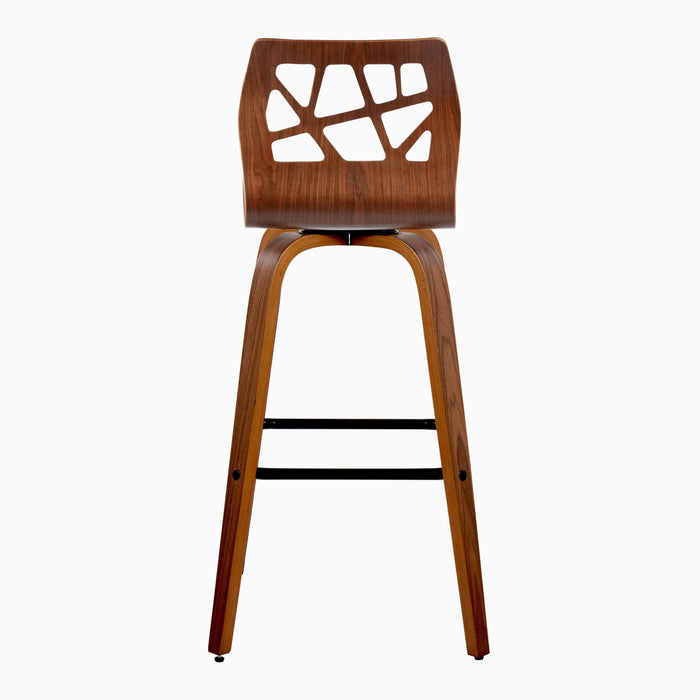 Folia - Mid Century Modern Fixed Height Barstool With Swivel With Square Footrest (Set of 2)