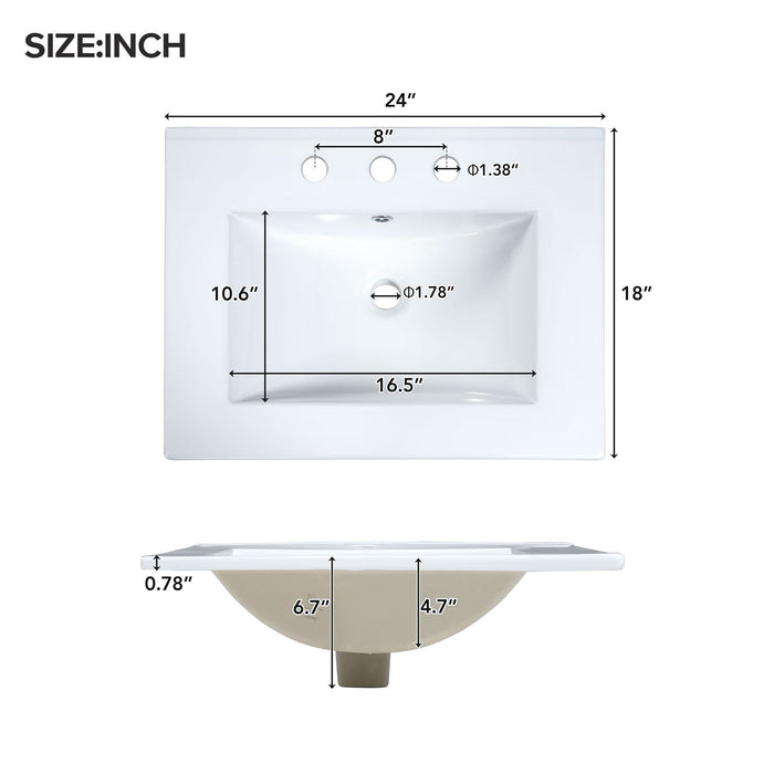 Bathroom Vanity Combo With Ceramic Sink, Luxurious Space-Saving Vanity, 2 Soft Close Doors