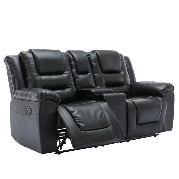 2 Seater Home Theater Recliner Manual Recliner Chair With A Storage Box And Two Cup Holders For Living Room