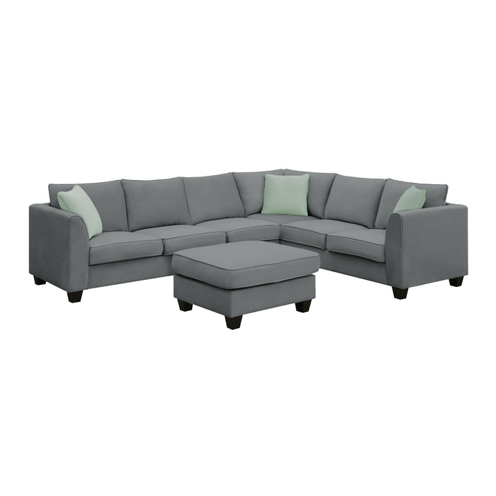 Sectional Sofa Couches Living Room Sets, 7 Seats Modular Sectional Sofa With Ottoman, L Shape Fabric Sofa Corner Couch Set With 3 Pillows