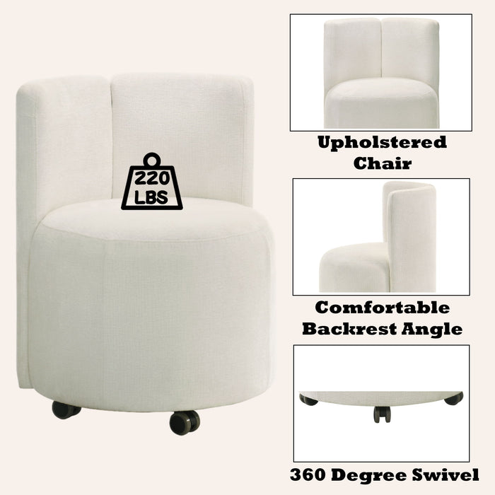 Blayde - Chenille Side Chair With Swivel (Set of 2) - White