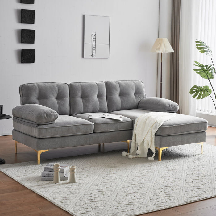 Modern Sectional Sofas Couches Velvet L Shaped Couches For Living Room, Bedroom