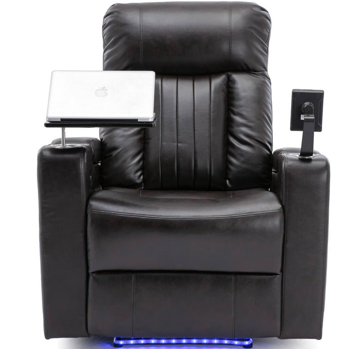 Premium Power Recliner With Storage Arms, Cupholders, Swivel Tray Table And Cell Phone Stand