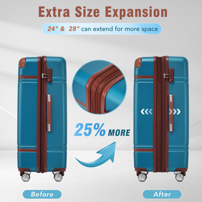 Hardshell Luggage Sets 4 Pieces 20" / 24" / 28" Luggages And Cosmetic Case Spinner Suitcase With Tsa Lock Lightweight