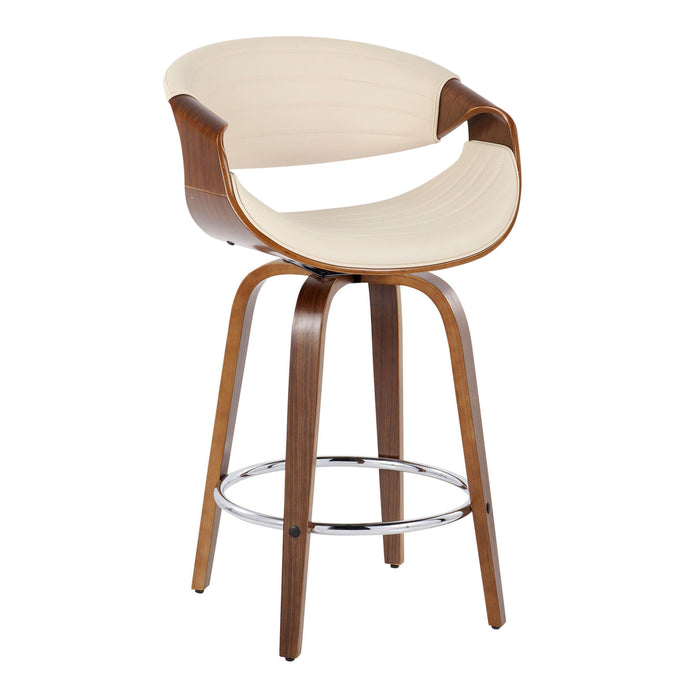 Symphony - Mid Century Modern Fixed Height Counter Stool & Swivel With Round Footrest (Set of 2)