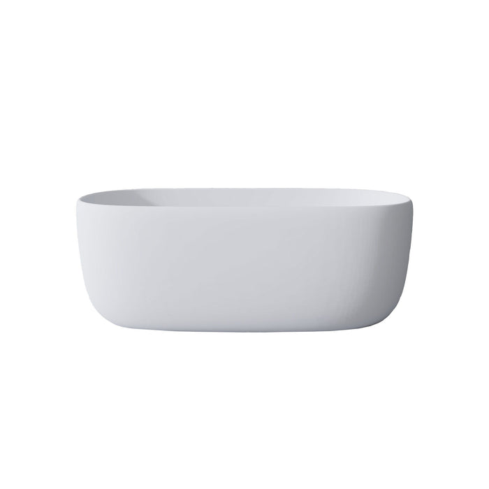 Freestanding Bathtub Resin Stone Soaking Bathtub Solid Surface Modern Tubs With Overflow And Pop-Up Drain - Matte White