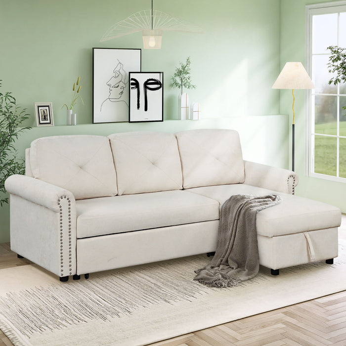 Modern Convertible Sleeper Sofa Bed With Storage Chaise