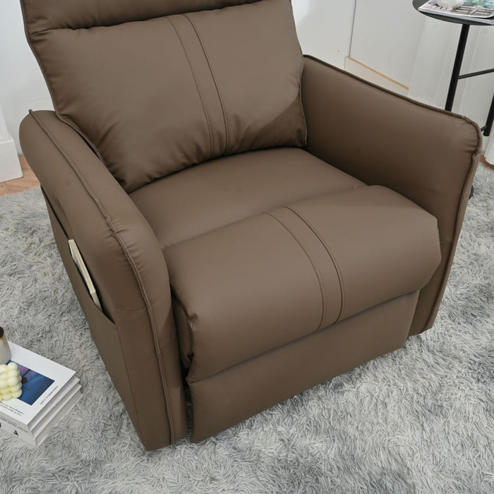 270 Power Swivel Rocker Recliner Chair, Electric Glider Reclining Sofa With USB Ports, Power Swivel Glider, Rocking Chair Nursery Recliners For Living Room Bedroom - Brown