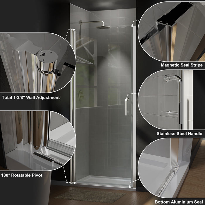 Bi-Fold - Semi-Frameless Shower Doors In Chrome With Clear Glass - Silver