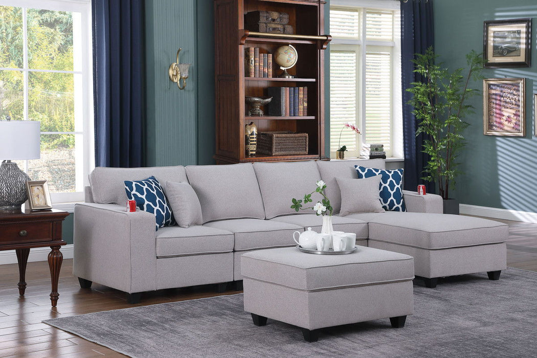 Cooper - Linen 5 Piece Sectional Sofa