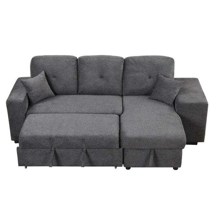 Reversible Sleeper Sectional Sofa Bed With Side Shelf And 2 Stools, Pull-Out L-Shaped Sofa Bed, Corner Sofa-Bed With Storage Chaise Left / Right Hande For Living Room