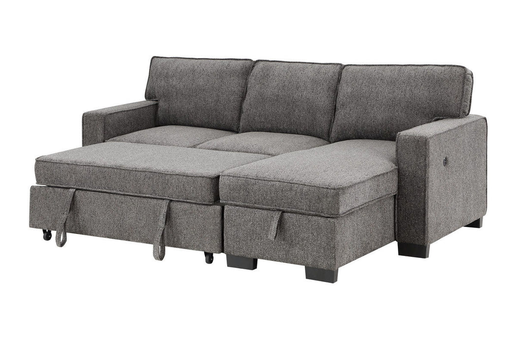 Estelle - Fabric Reversible Sleeper Sectional With Storage Chaise Drop-Down Table 2 Cup Holders And 2 USB Ports