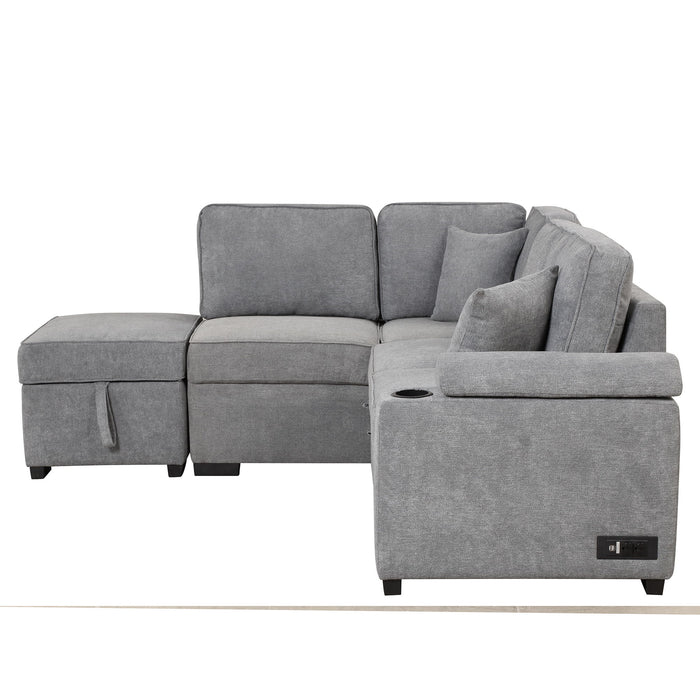 Sleeper Sofa Bed, 2 In 1 Pull Out Sofa Bed L Shape Couch With Storage Ottoman For Living Room, Bedroom Couch And Small Apartment