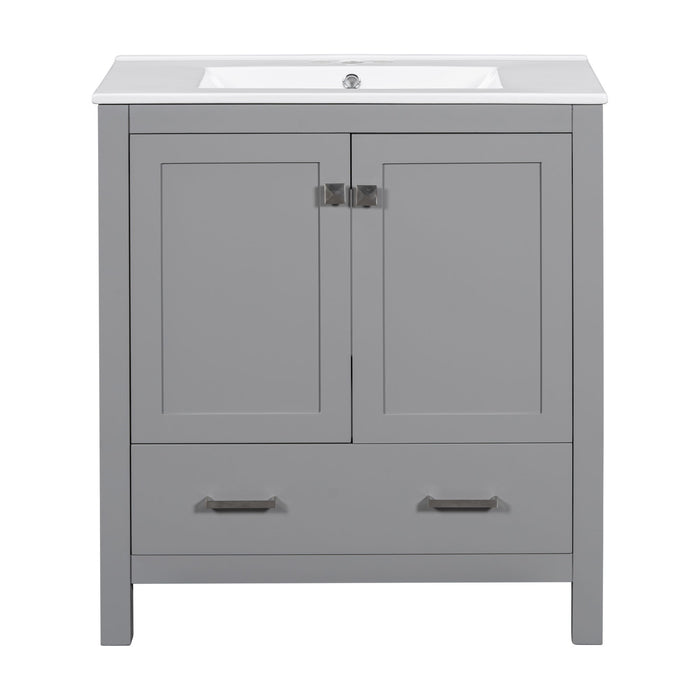 Bathroom Vanity With Single Sink, Combo Cabinet Undermount Sink, Bathroom Storage Cabinet With Two Doors And A Drawer, Soft Closing, Multifunctional Storage, Solid Wood Frame