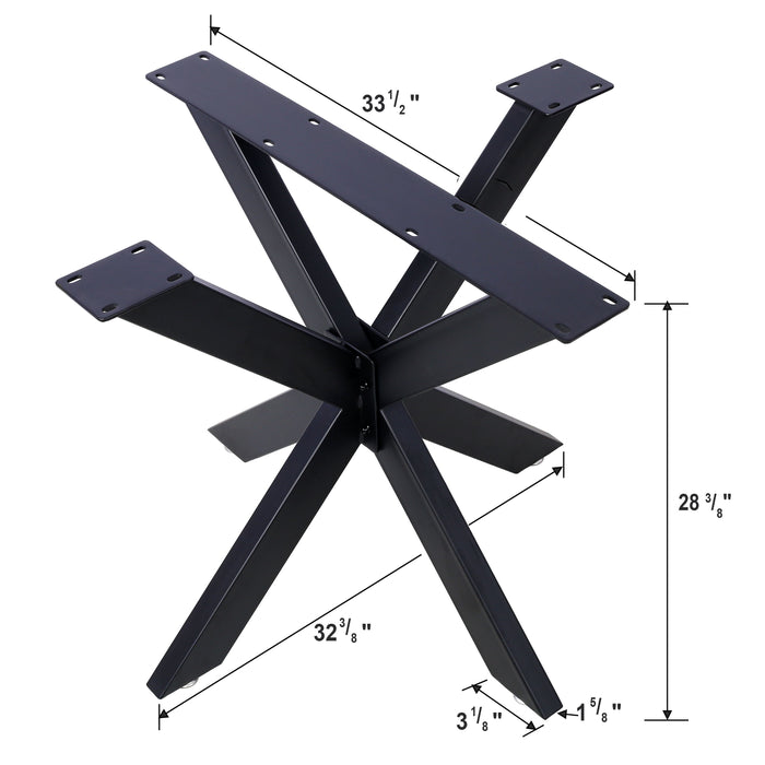 Spider Shaped Steel Table Legs, Metal Dining Table Frame, Heavy Duty Box Section Table Base - Black