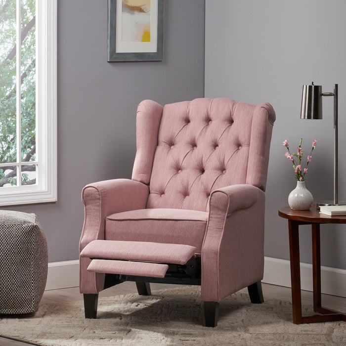 Wide Manual Wing Chair Recliner - Light Pink