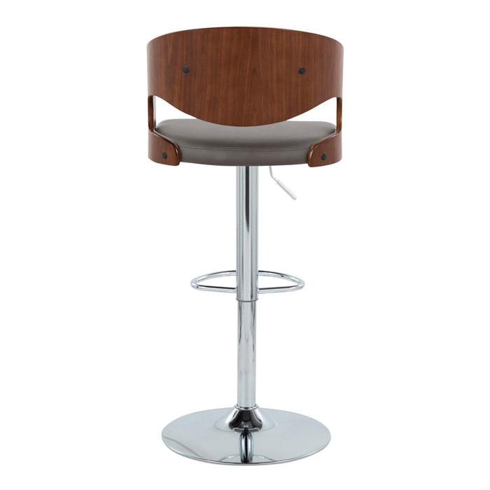 Pino - Mid Century Modern Adjustable Barstool With Swivel With Oval Footrest (Set of 2)