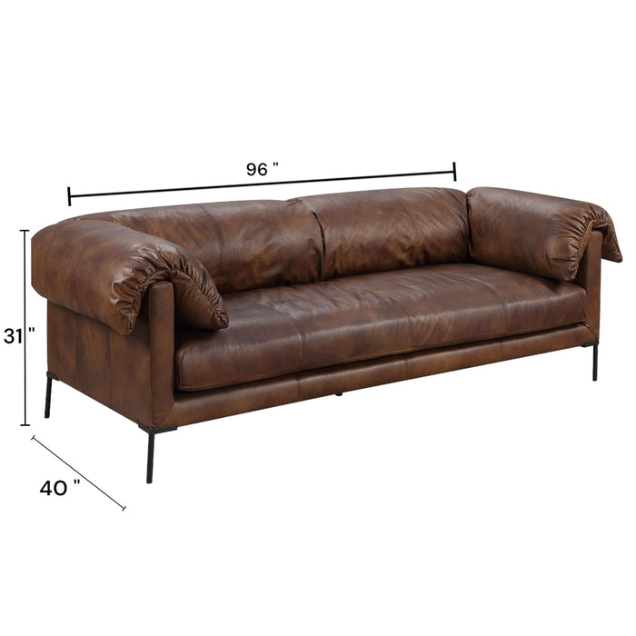 Jaron - Top Grain Leather Sofa - Mocha