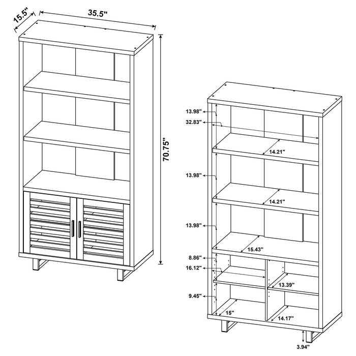 Maddox - 3 Shelf Cabinet Bookcase - Walnut