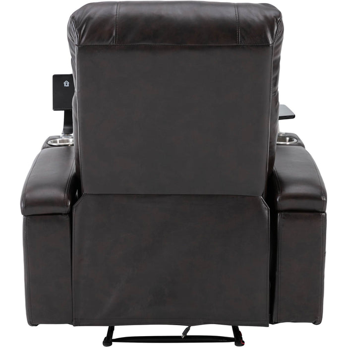 Premium Power Recliner With Storage Arms, Cupholders, Swivel Tray Table And Cell Phone Stand