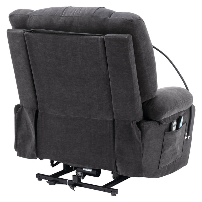 Power Lift Recliner Chair Electric Recliner For Elderly Recliner Chair With Massage And Heating Functions, Remote, Phone Holder Side Pockets And Cup Holders For Living Room