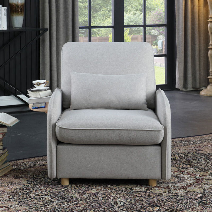 Huckleberry - Linen Accent Chair With Storage Ottoman And Folding Side Table