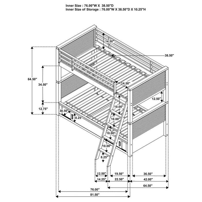 Oliver - Twin Over Twin Bunk Bed - Java