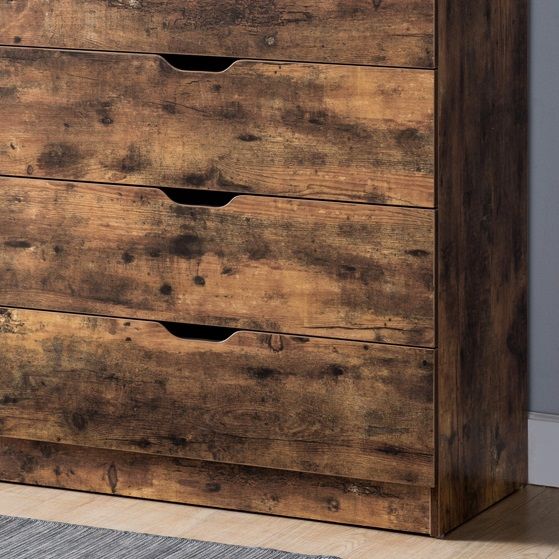 5 Drawer Bedroom Chest Dresser - Distressed Wood