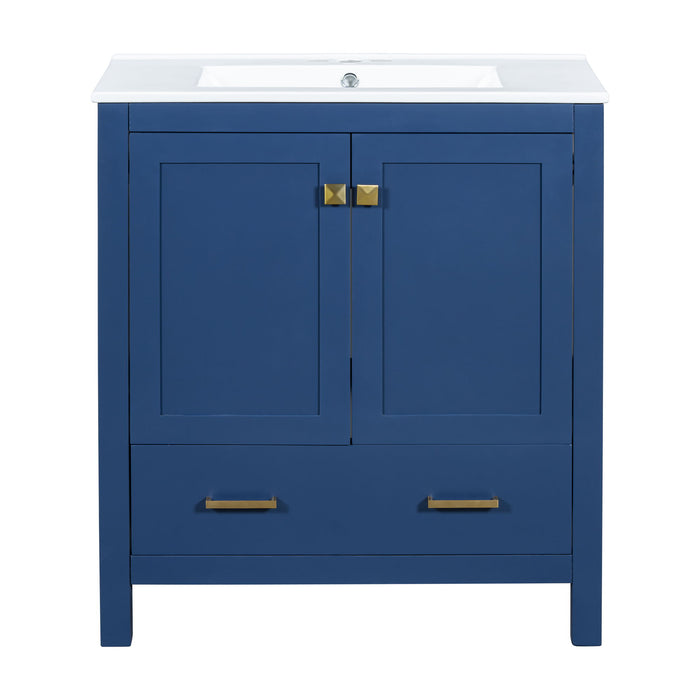 Bathroom Vanity With Single Sink, Combo Cabinet Undermount Sink, Bathroom Storage Cabinet With Two Doors And A Drawer, Soft Closing, Multifunctional Storage, Solid Wood Frame