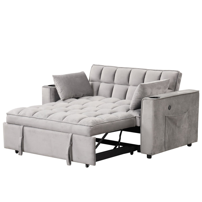 Multi Functional Sofa Bed With Cup Holder And USB Port For Living Room Or Apartments