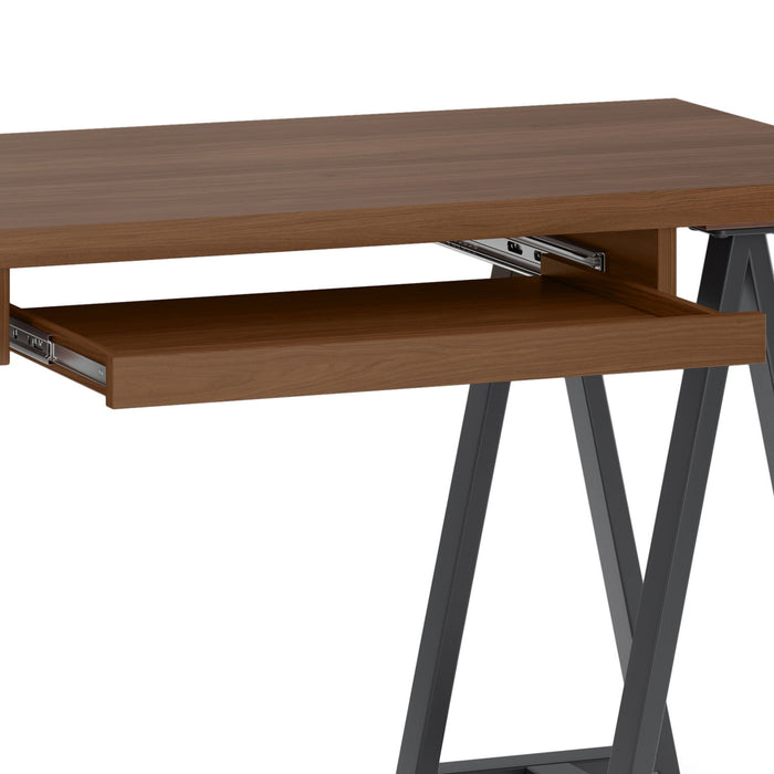 Sawhorse - Solid Walnut Veneer and Metal Small Desk - Walnut