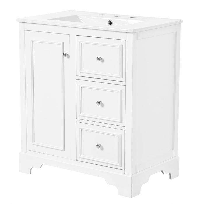 Bathroom Vanity With Sink, Modern Elegant Bathroom Storage Cabinet With 3 Drawers And Adjustable Shelves, Freestanding Vanity Set With Mirror Cabinet, Single Sink Bathroom Vanity