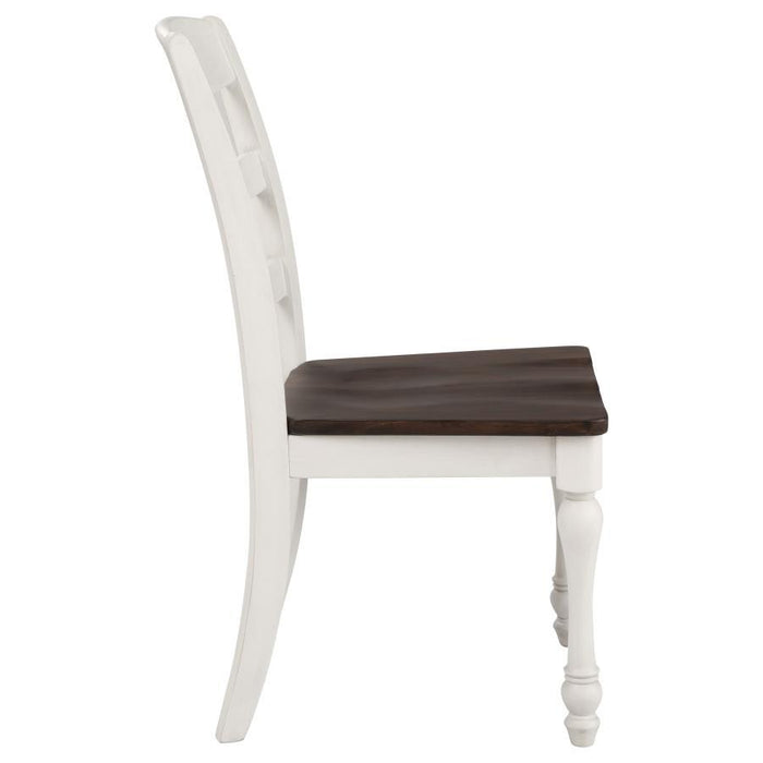 Madelyn - Ladder Back Side Chairs (Set of 2) - Dark Cocoa And Coastal White