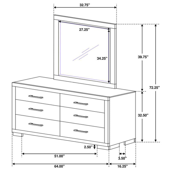 Jessica - 6-Drawer Dresser With Mirror