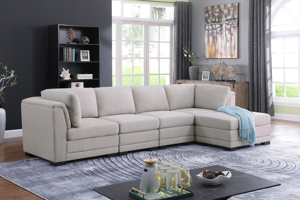 Kristin - Linen Reversible Sectional Sofa With Ottoman