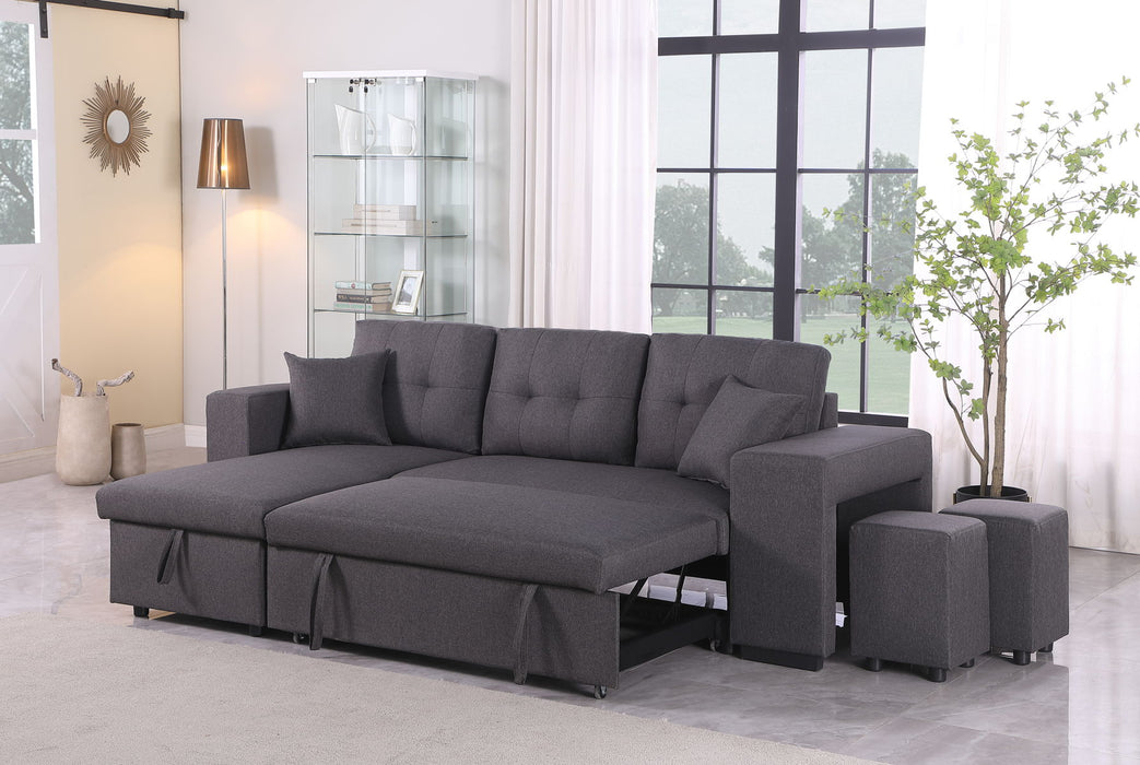 Daniel - Upholstered Reversible Sectional With Pull Out Loveseat