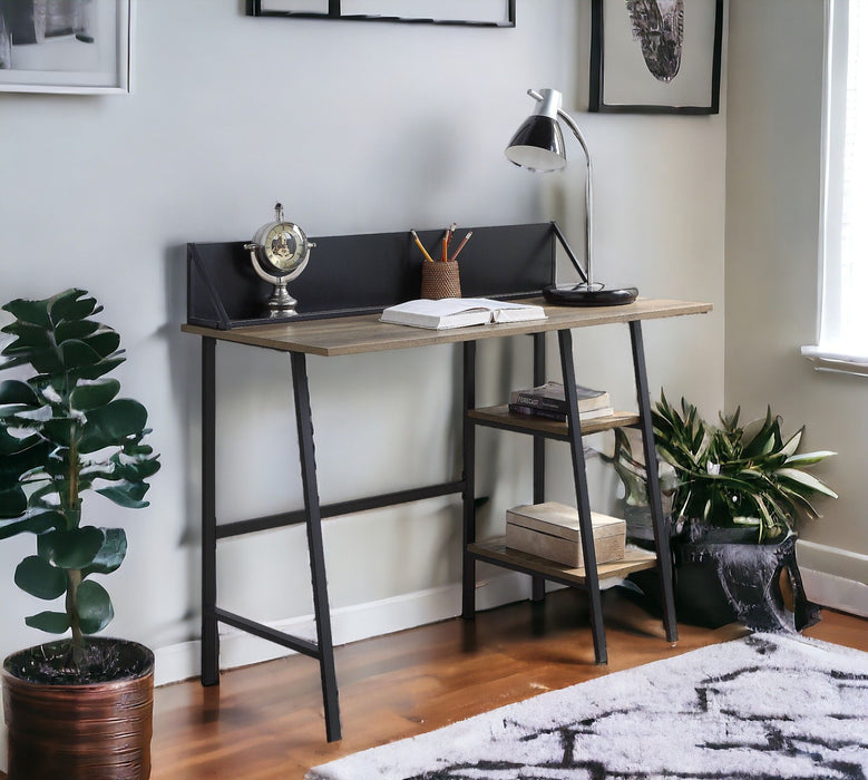 Garima - Legs Writing Desk - Rustic Oak / Black