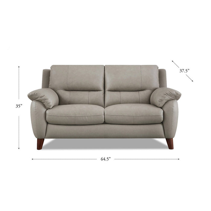 Lara - Leather Loveseat - Stone Gray