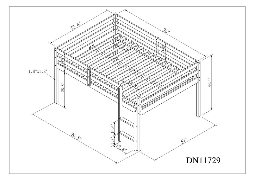 Full Loft Bed - White