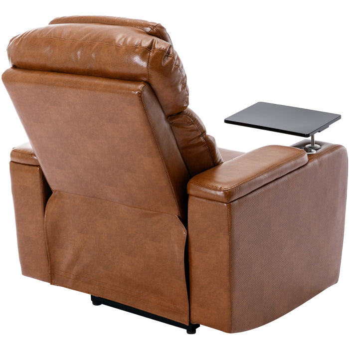 Power Motion Recliner With USB Charging Port And Hidden Arm Storage, Home Theater Seating With Convenient Cup Holder Design, And Stereo