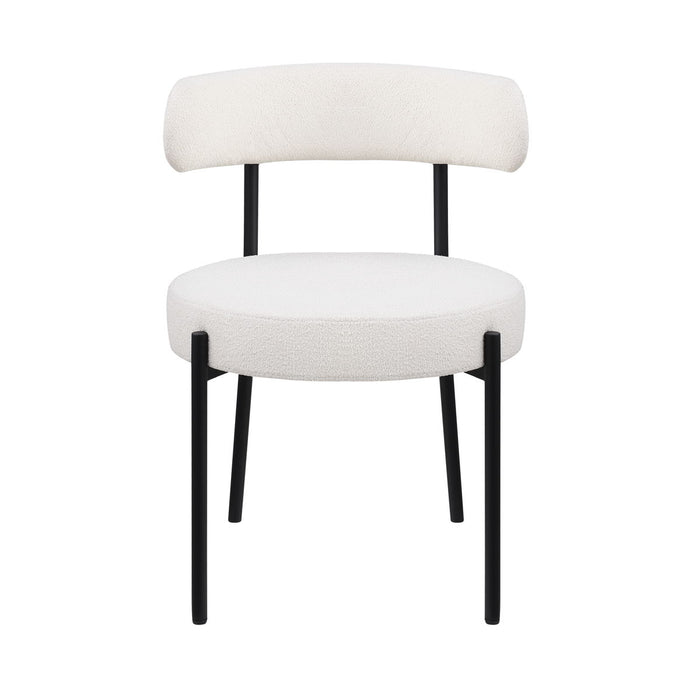 Dining Chairs (Set of 2) Round Upholstered Boucle Dining Room Chairs Mid-Century Modern Kitchen Chairs Curved Backrest Chairs For Dining Room Metal Legs - White / Black