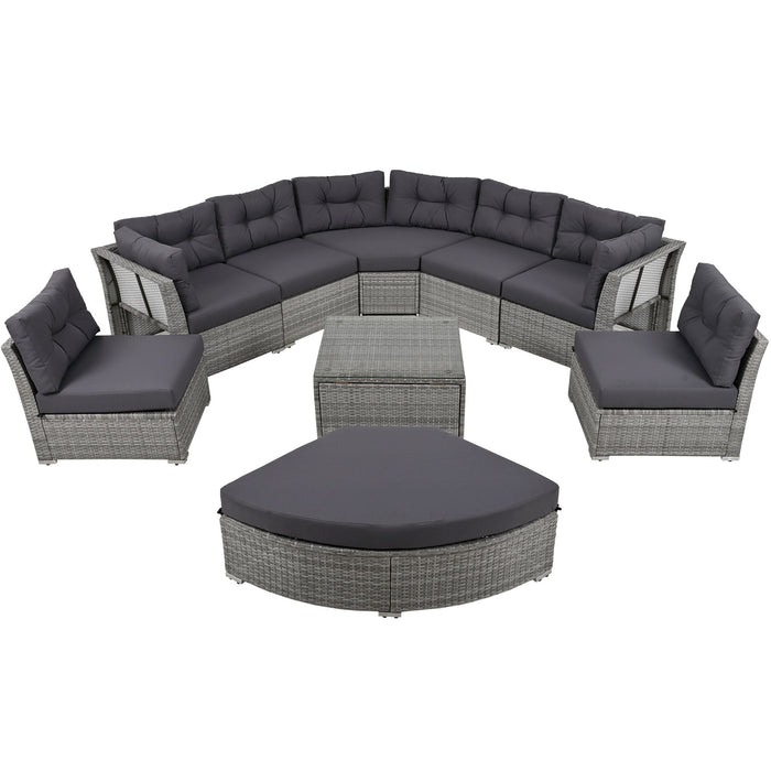 Patio Furniture Set Outdoor Furniture Daybed Rattan Sectional Furniture Set Patio Seating Group With Cushions And Center Table For Patio, Lawn, Backyard, Pool - Gray